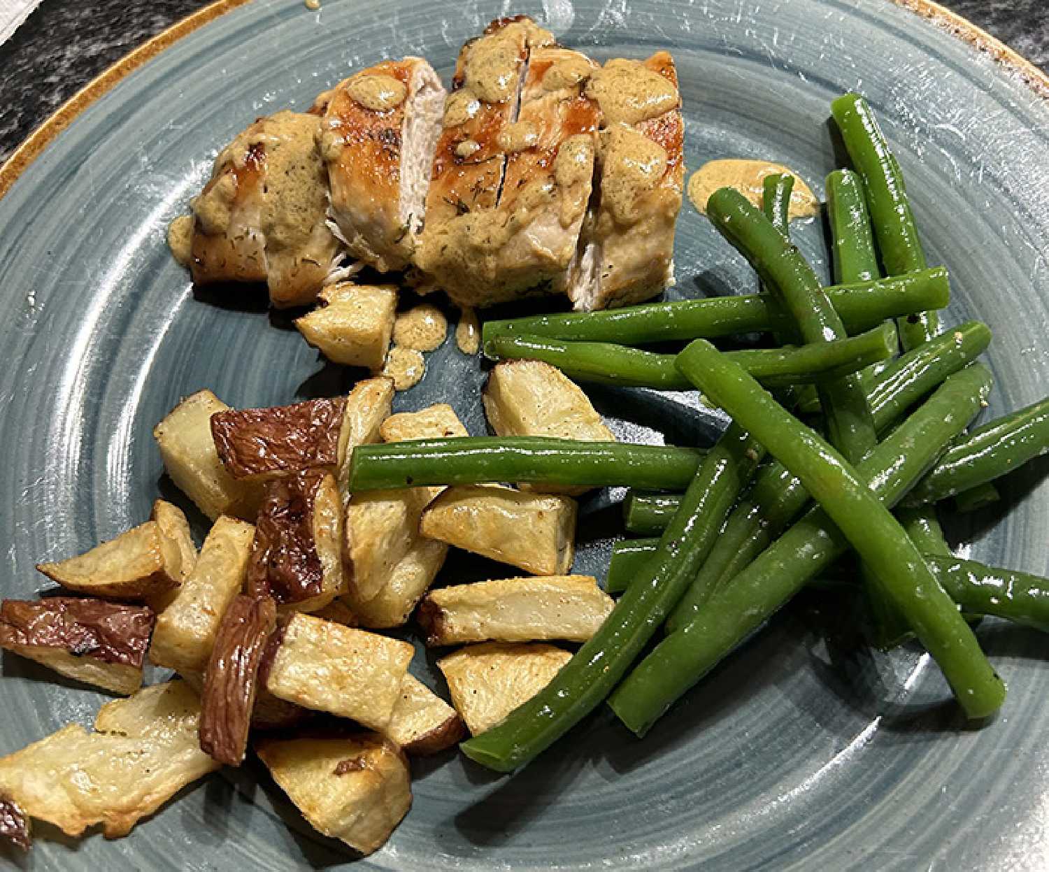 An example of a meal that was prepared with a meal kit.